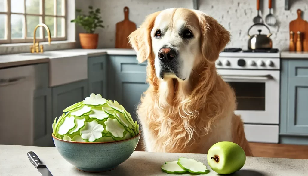 A dog in front of a jicama