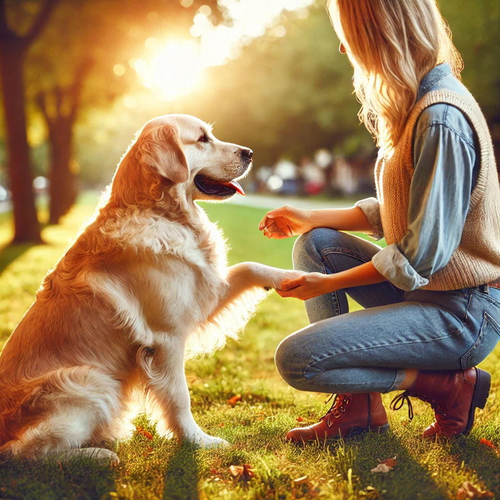 Dog and owner in the park