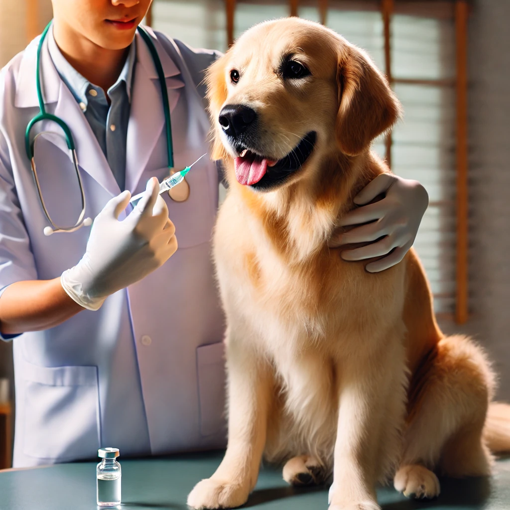 Dog getting vaccination