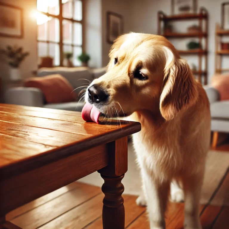 Dog licking furniture