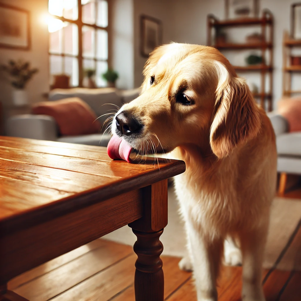 Dog licking furniture
