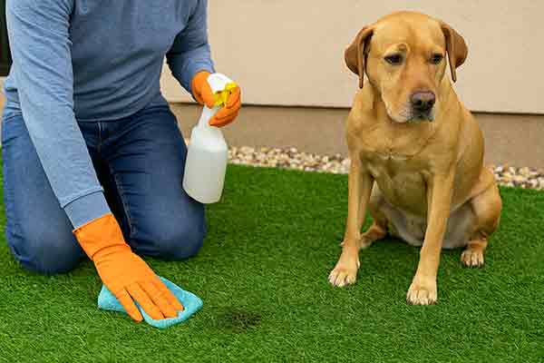 how to clean fake grass from dog urine